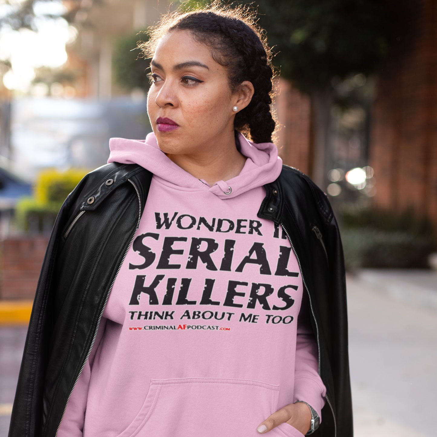 I Wonder If...Girlie College Hoodie (Black Print)