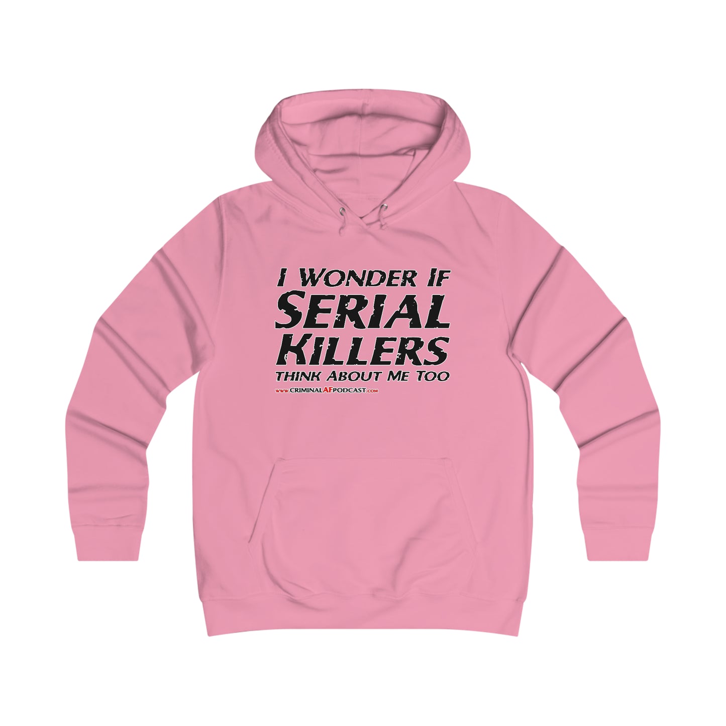 I Wonder If...Girlie College Hoodie (Black Print)