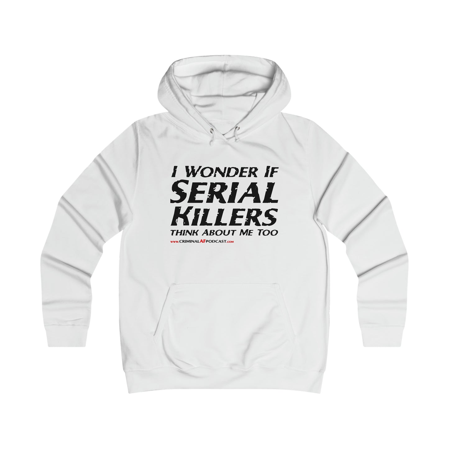 I Wonder If...Girlie College Hoodie (Black Print)