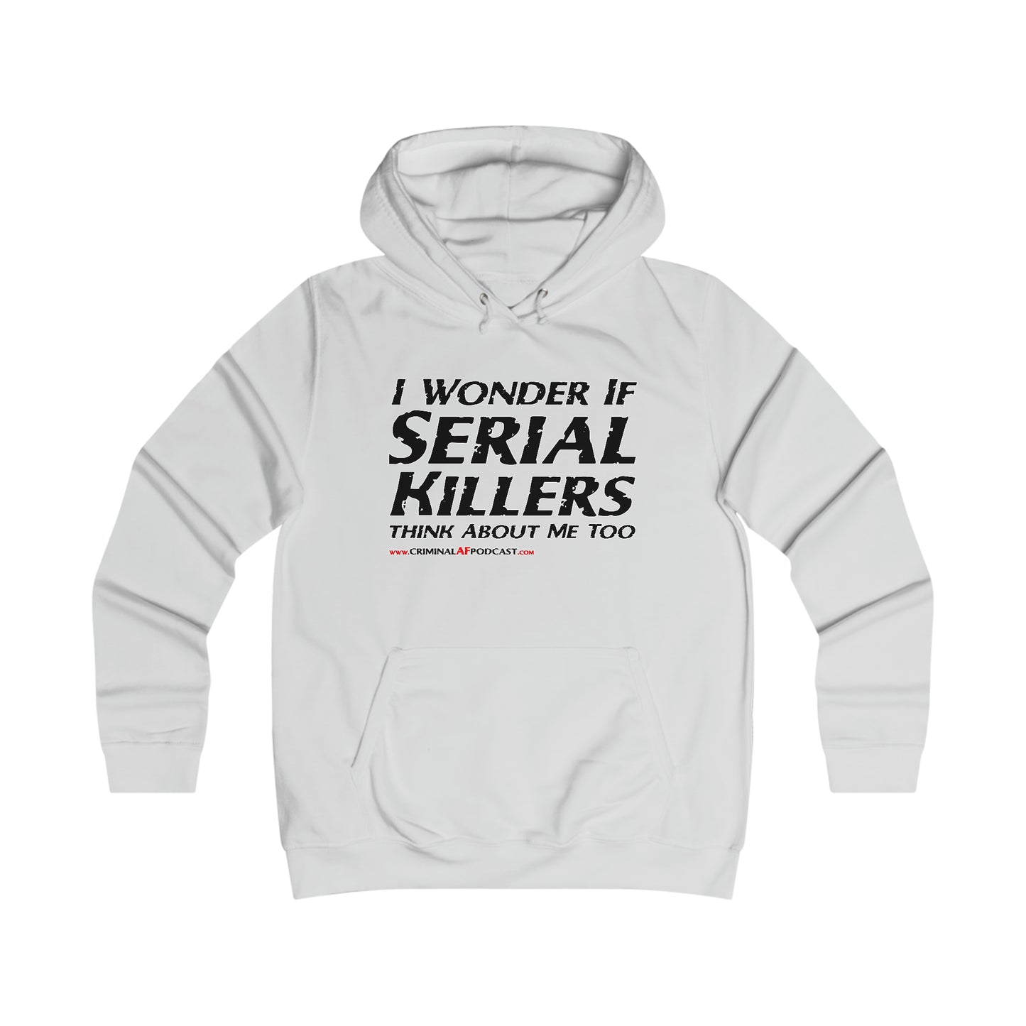 I Wonder If...Girlie College Hoodie (Black Print)